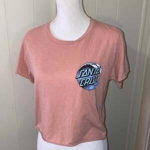 Santa Cruz Skateboards Classic Logo Pink T Shirt Skate Size M Medium Cropped